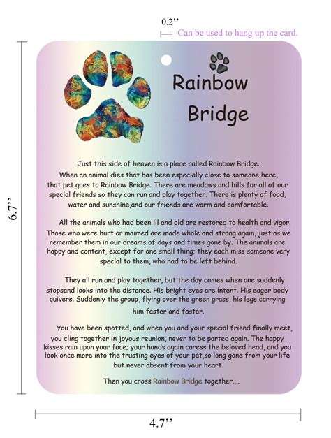 The Rainbow Bridge Poem For Dogs Printable Printable Templates