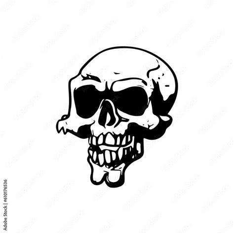 Human Skull Horror Scary Creepy Hand Drawn Line Art Vector Illustration