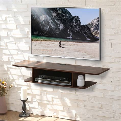 Fitueyes Floating Tv Stand Cabinet Wood Multimedia Storage Shelf Wall