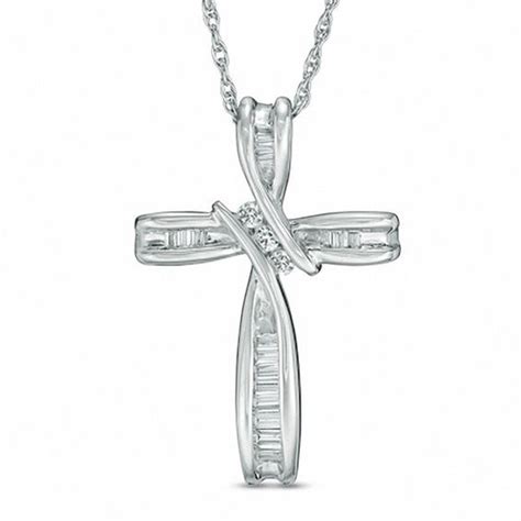 Get expert buying advice from skilled jewelry specialists. 1/5 CT. T.W. Diamond Bypass Cross Pendant in 10K White ...