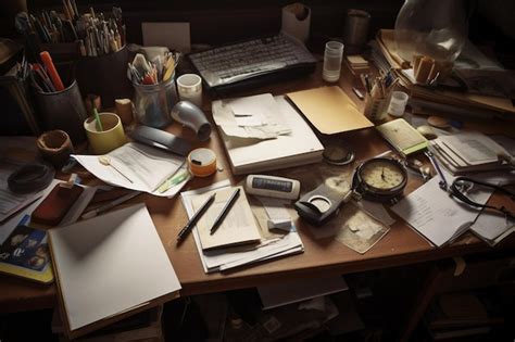 Premium Photo Still Life Of Messy Office Desk