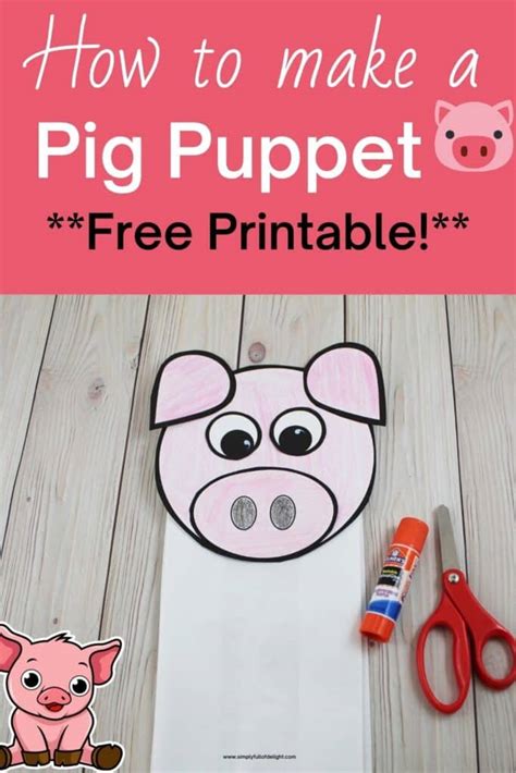 Easy Pig Paper Bag Puppet With Free Printable Template