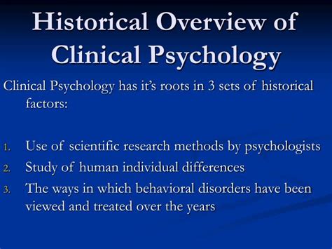 Ppt Historical Overview Of Clinical Psychology