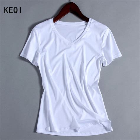 Keqi 2018 New High Quality Mercerized Cotton Woman T Shirt Pure Color T