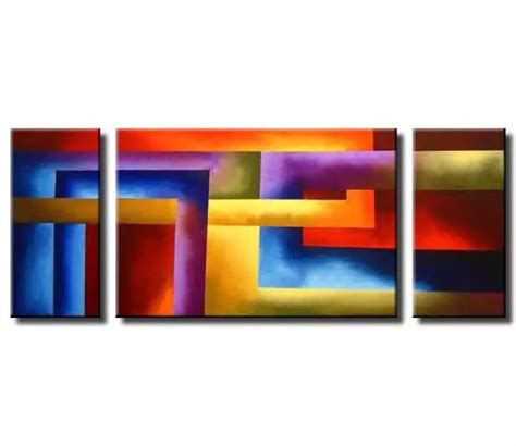 Triptych Canvas Colorful Abstract Geometric Painting