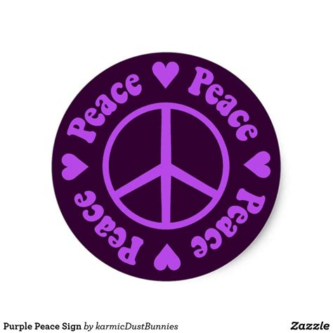 Purple Peace Sign Classic Round Sticker Peace Peace