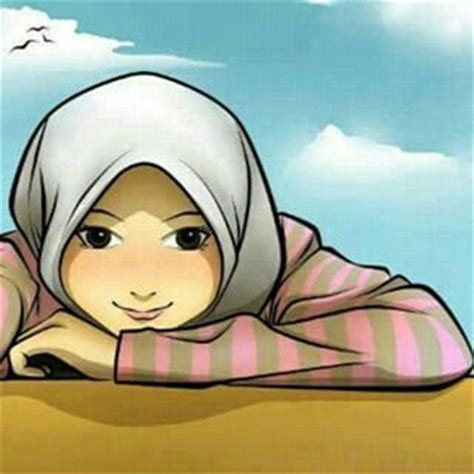 gambar kartun muslimah senyum lucu gambar animasi gif