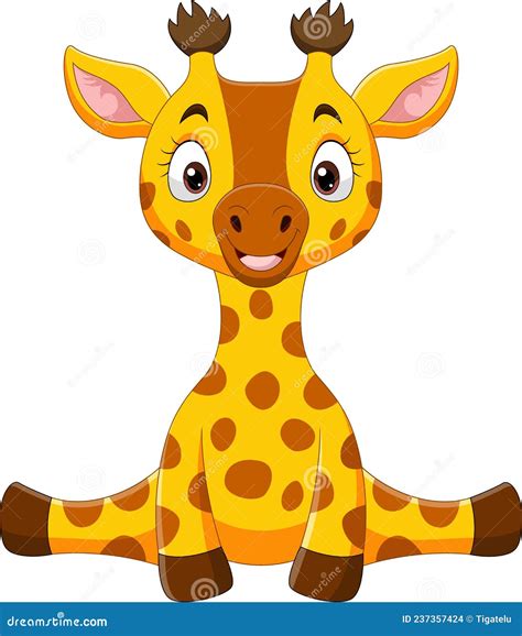 Cute Baby Giraffe Cartoon Sitting Stock Vector Illustration Of Happy