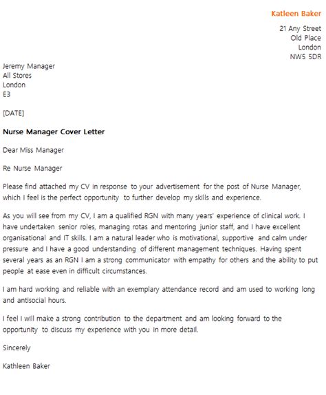 Myperfectresume.com has been visited by 100k+ users in the past month Nurse Manager Cover Letter Example - icover.org.uk