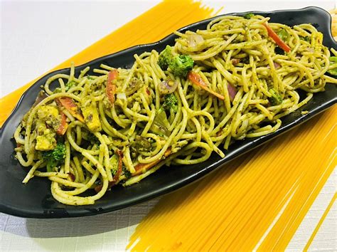 Vegetable Pesto Spaghetti Foodie Trail
