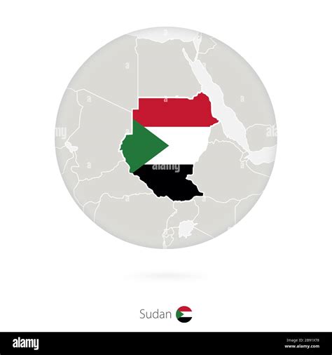 mapa de sudán y bandera nacional en círculo contorno del mapa de sudán con bandera ilustración