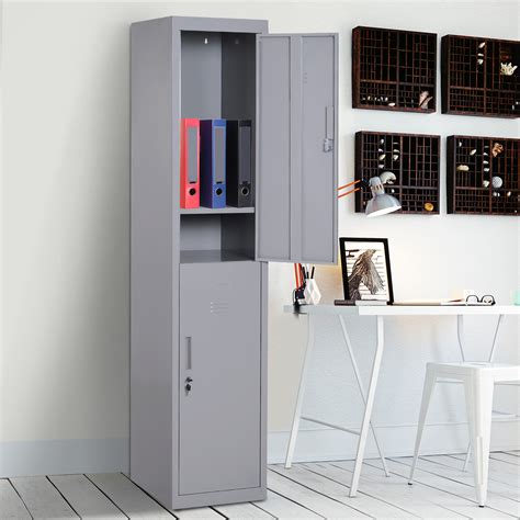 71” Tall Freestanding Lockable Storage Cabinet Steel Metal 2 Door 4