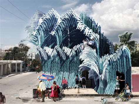 Architects Use Plastic Bottles To Design Ocean Wave Façade System