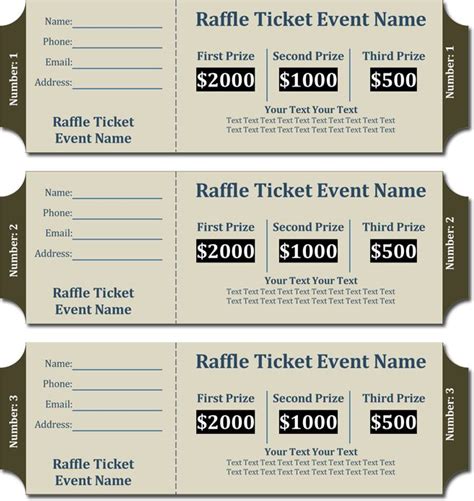raffle ticket templates  automate ticket numbering
