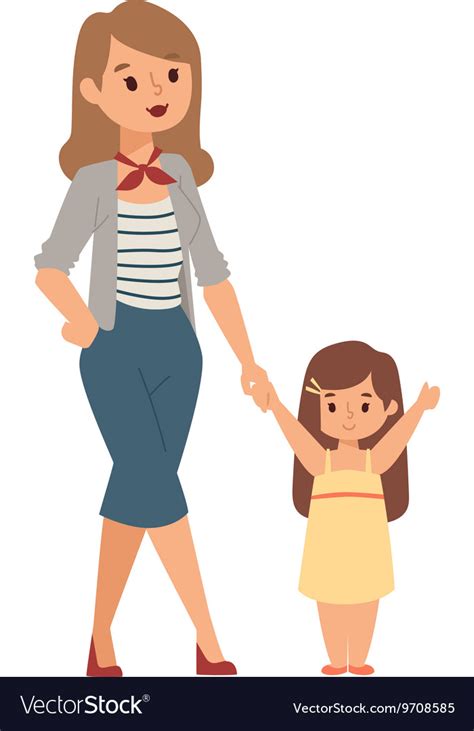 Mother And Daughter Royalty Free Vector Image Vectorstock