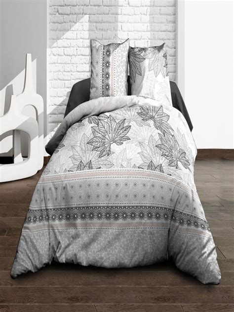 Housse De Couette 220x240 2 Taies Pur Coton 57 Fils Sabana Gris