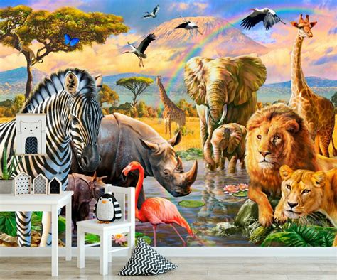 Safari Animal Wall Mural Am21 Buy Wallpaper And Decals 1301303