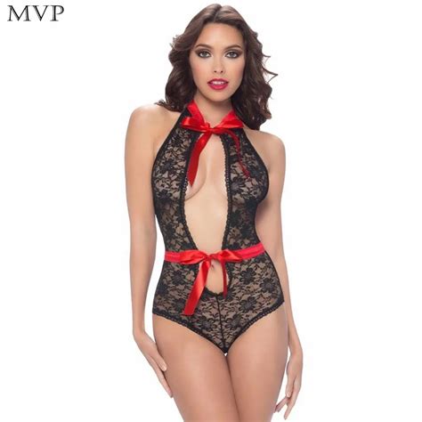 Sexy Lingerie Women Bodystocking 2018 One Piece Lace Patchwork Halter