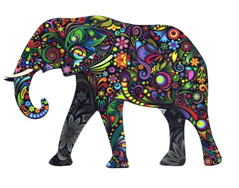 Psychedelic Elephant Magnet Elephant Elephant Canvas Canvas Set