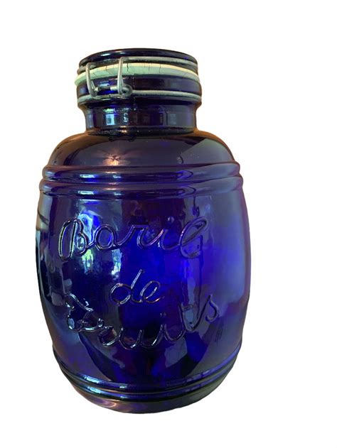 Vintage Baril De Fruits Dark Cobalt Blue Large Jar Etsy