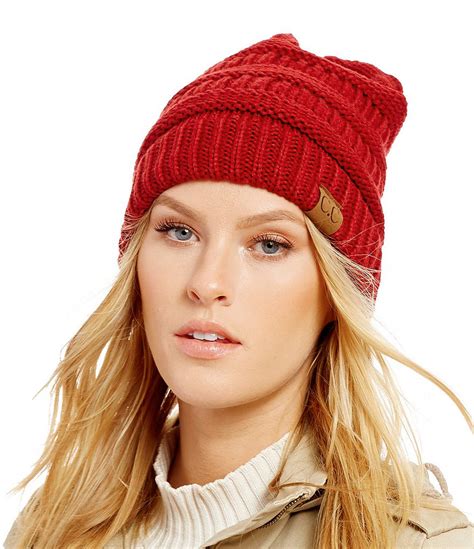Red Knit CC Beanie Hat