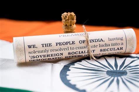 Indian Constitution Or Bharatiya Savidhana Preamble With We The People