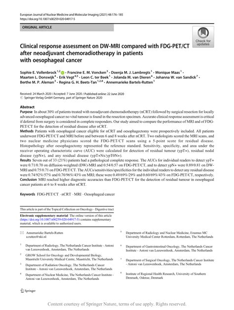 Clinical Response Assessment On Dw Mri Compared With Fdg Petct After