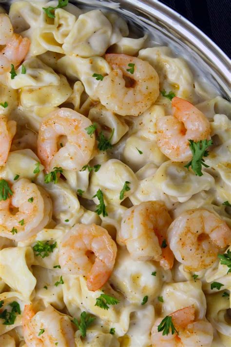 Stir in cream cheese and parmesan and whisk until the cream cheese is fully. Cheesy Shrimp Tortellini Alfredo Skillet - Sweet Pea's Kitchen