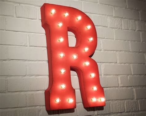 21 Letter R Rustic Metal Vintage Inspired Marquee Sign Light More