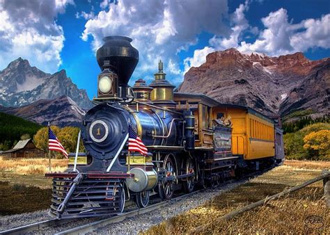 Rocky Mountain Train Painting By Ron Chambers Pixels
