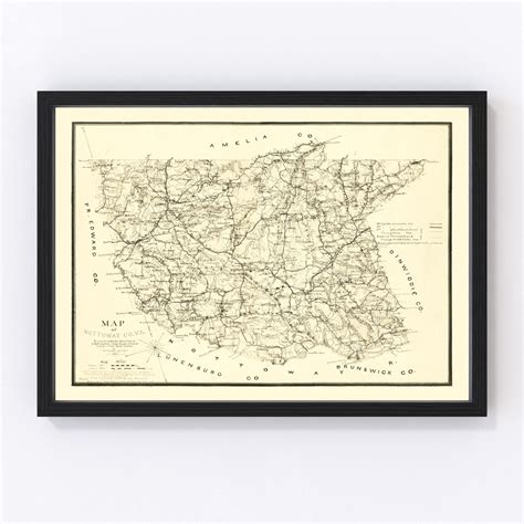 Vintage Map Of Nottoway County Virginia 1864 By Teds Vintage Art