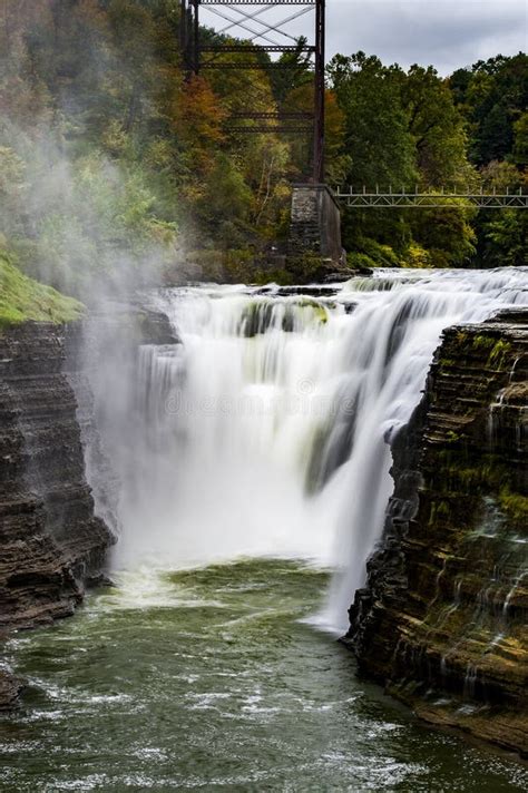 Upper Falls At Letchworth State Park Waterfall New York Stock Image