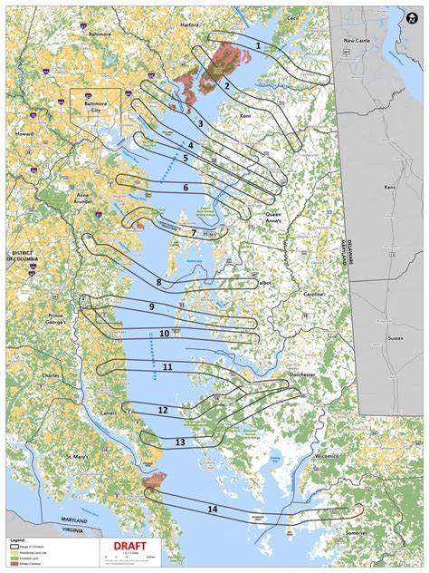 14 Potential Locations for a New Bridge Across the Chesapeake Bay