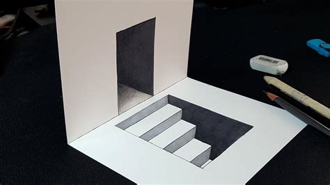 Easy Trick How To Draw 3d Stairs In Door Easy 3d Pencil Drawing