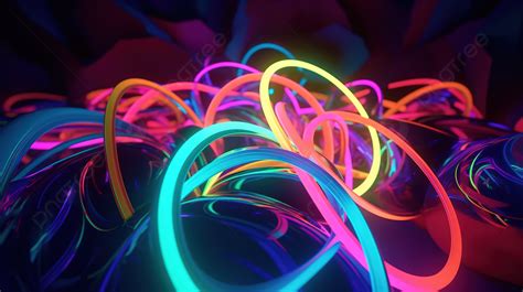 Vibrant And Bold 3d Neon Abstraction Featuring Geometric Shapes On A