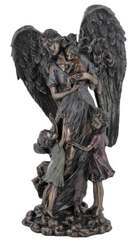 Statue Guardian Angel With Children Bronze 11 Josephs Inspirational