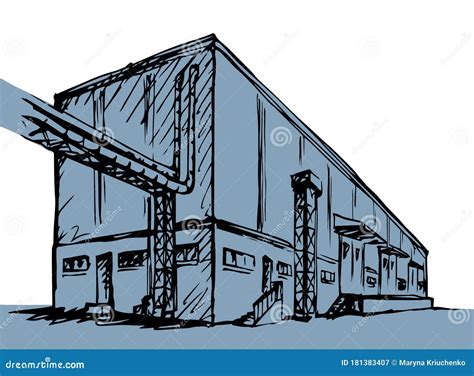 Warehouse For Storage Vector Drawing Stock Vector Illustration Of