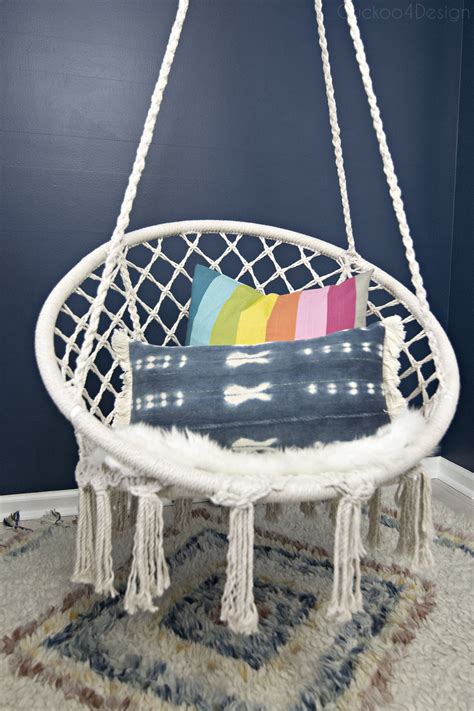 Traditionally, hammocks are hung from eye bolts screwed all the way through the trunks of two trees. Our new hanging macrame hammock chair | Cuckoo4Design
