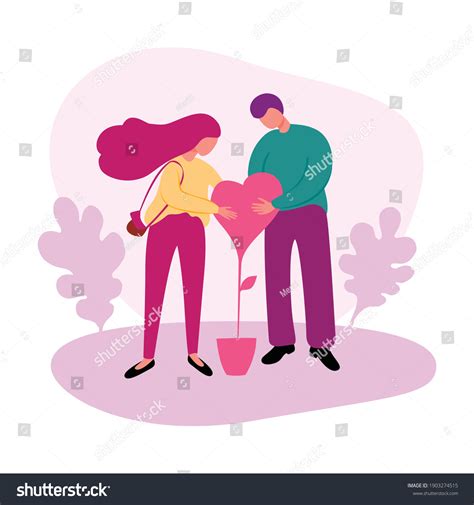 Vector Illustration Couple Builds Relationships Take Stock Vector