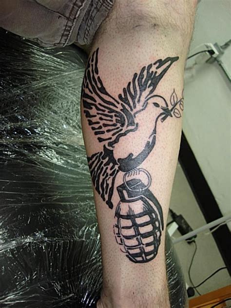 Dove and grenade | Body art, Tattoos, Art tattoo