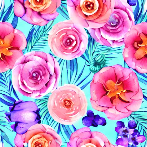 Watercolor Boho Floral 8k Seamless Pattern · Creative Fabrica