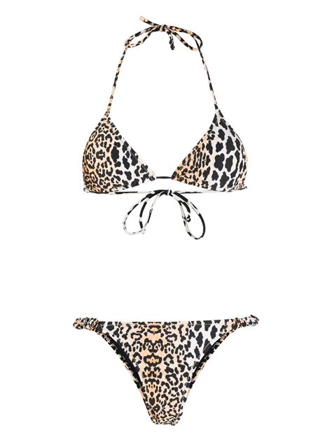 Reina Olga Leopard Print Scrunchie Bikini Set Farfetch
