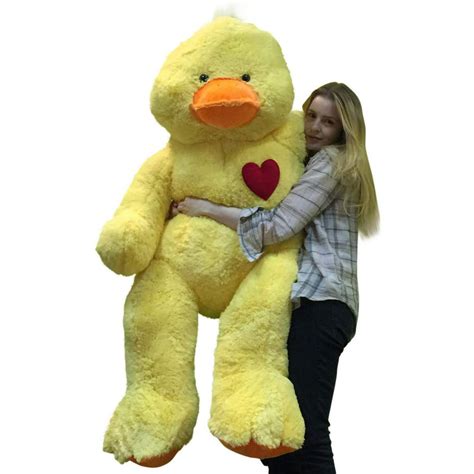 Giant Stuffed Duck 48 Inch Soft 4 Foot Plush Ducky Heart On Chest To
