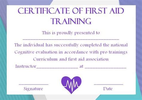 First Aid Certificate Template 15 Free Examples And Sample Templates
