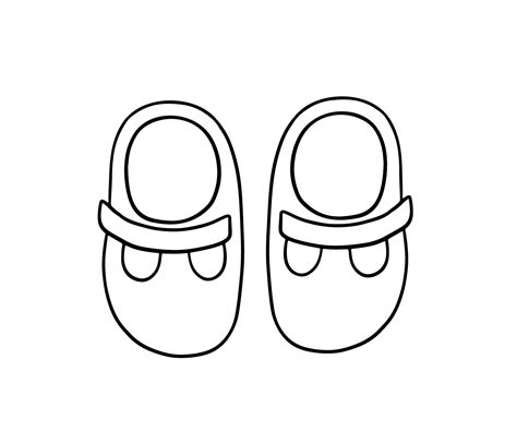 Infant Cute Shoes Doodle Outline Sketch Baby Clothes Isolated On White