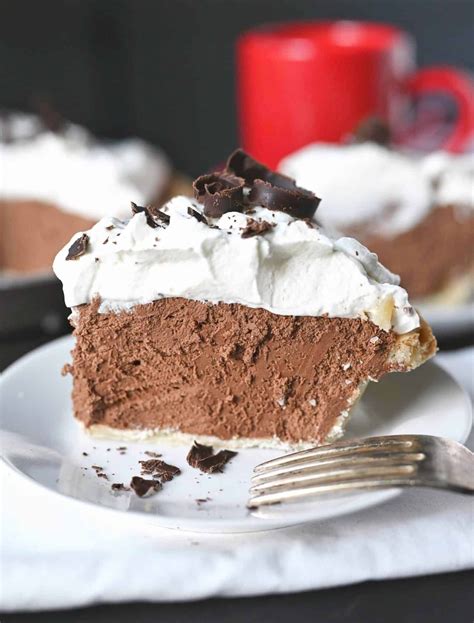 Chocolate Cream Oie On A White Plate With A Fork Chocolate Cream Pie
