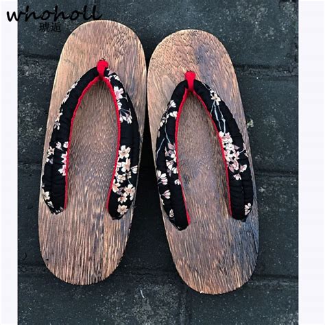 Whoholl Geta Women Sandals Japanese Geta Sandals Wooden Flip Flops