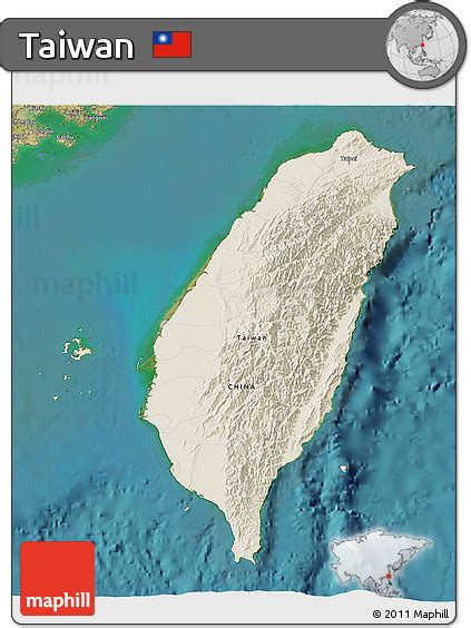 Free Shaded Relief 3d Map Of Taiwan Satellite Outside