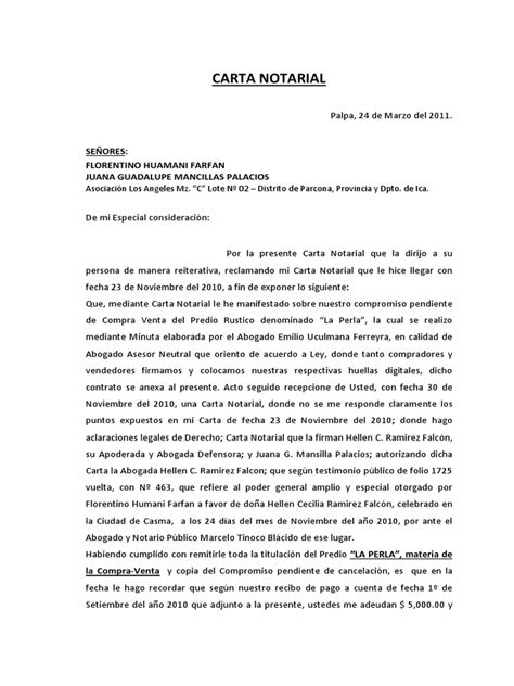 Carta Notarial Pdf Derecho Civil Common Law Virtud