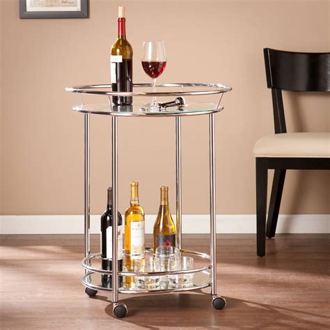 Crucio Rolling Glam Mini Bar Cart Chrome By Ember Interiors Walmart